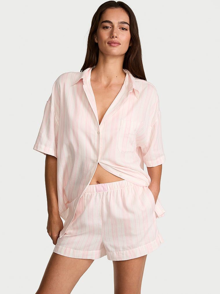Victoria's Secret Piżama z bawełny i modalu - bluzka i szorty
