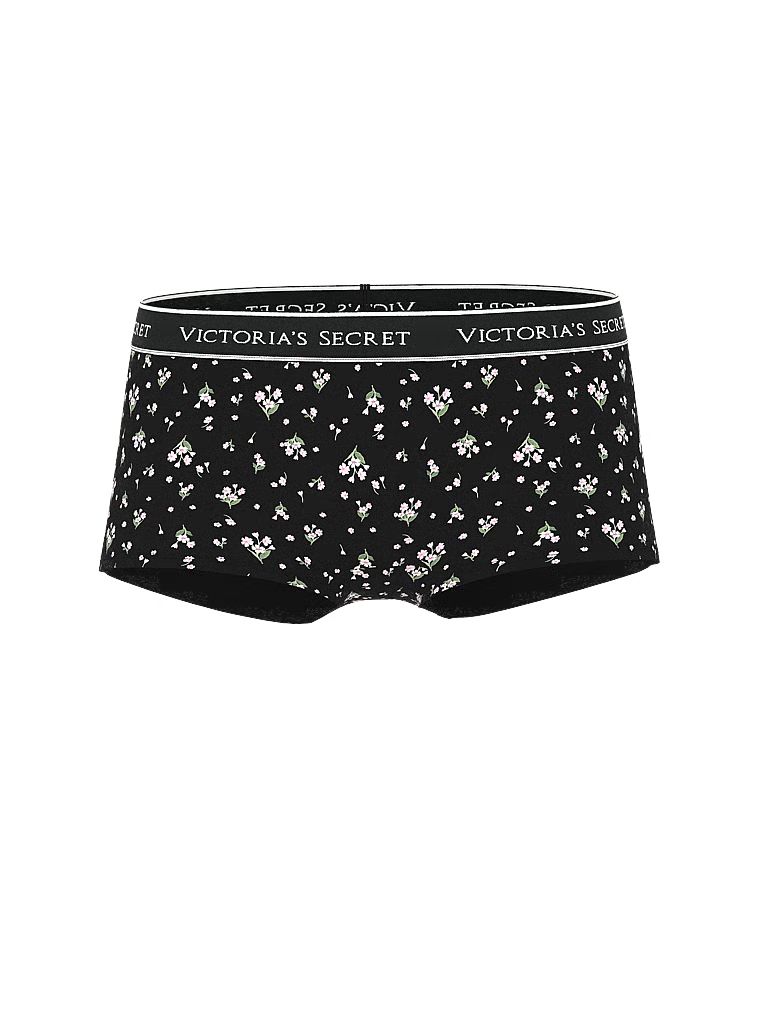 Majtki bawełniane szorty z logo w talii Boyshort. Produkt ma wzór kwiatowy i pochodzi z kolekcji Cotton. 