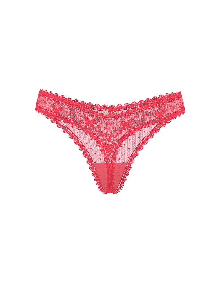 Stringi z siateczki z motywem kokardek Bow. Produkt ma kolor różowy i pochodzi z kolekcji Lacie. 
