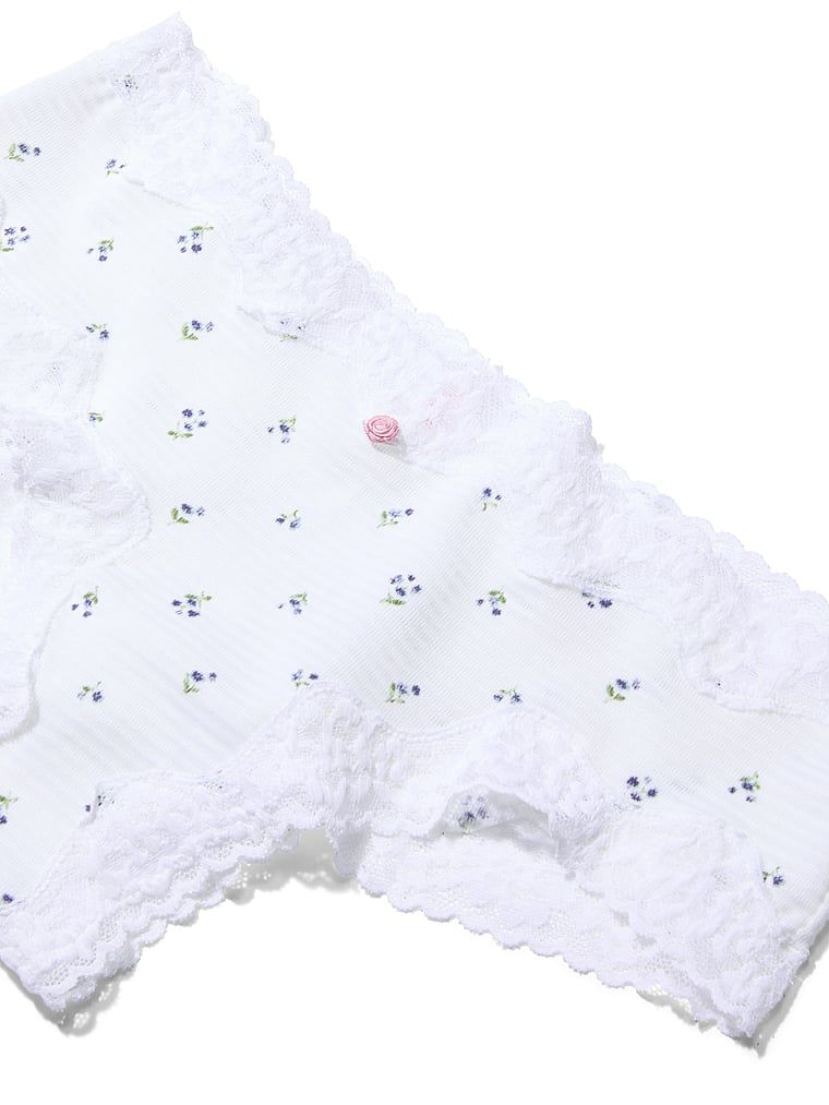 Majtki bawełniane w paseczki z koronką na krawędziach Cheeky. Produkt ma wzór kwiatowy i pochodzi z kolekcji Lace Trim. 