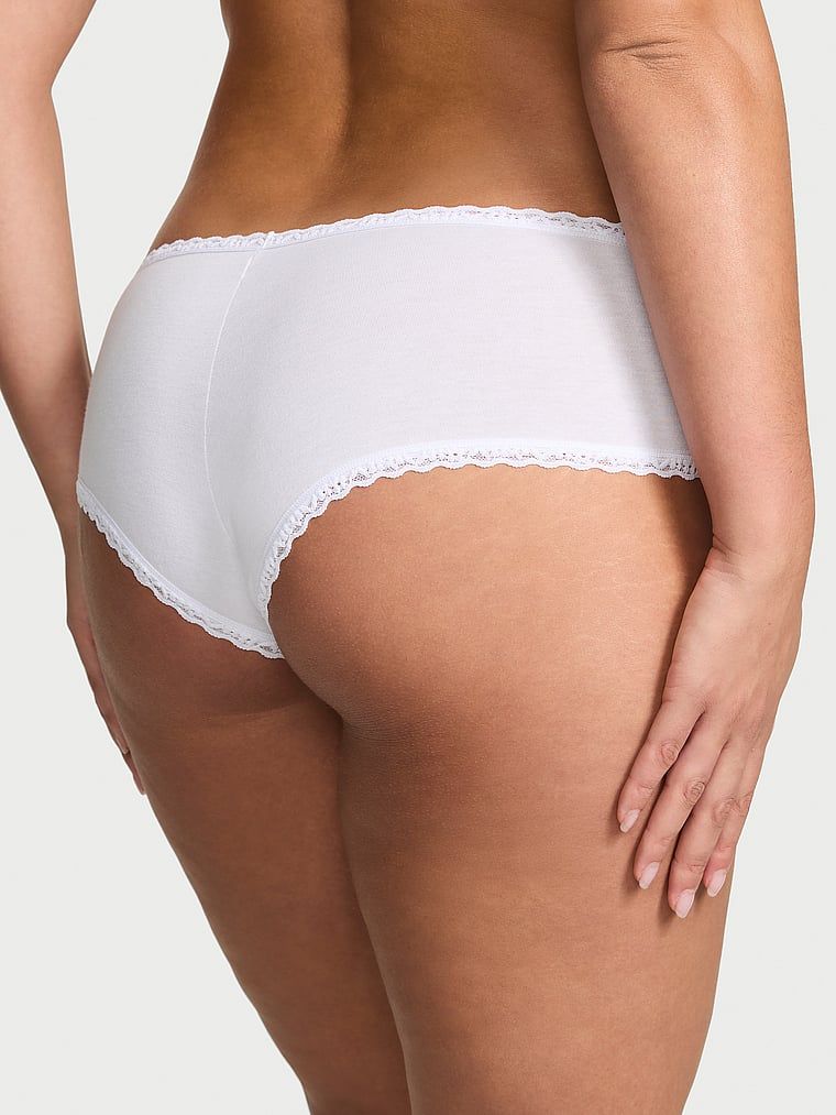 Majtki bawełniane z koronką na krawędziach Lace-Waist Cheeky. Produkt ma kolor biały i pochodzi z kolekcji Lacie. 