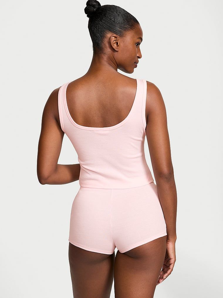 Piżama bawełniana - top i szorty. Produkt ma kolor różowy i pochodzi z kolekcji Victoria's Secret. 