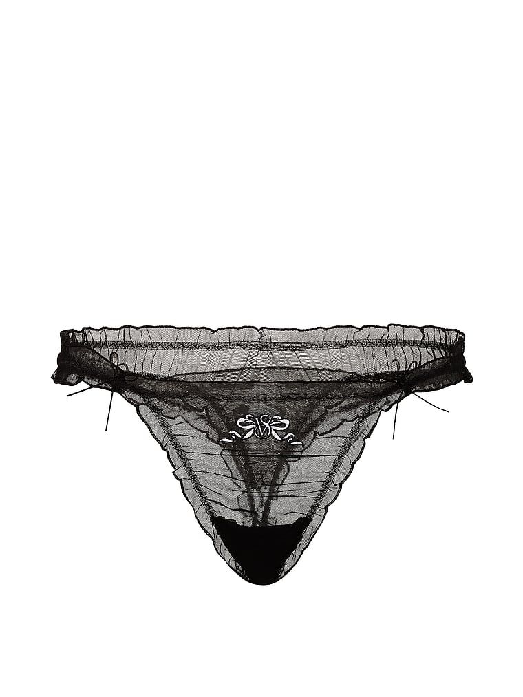 Stringi z falbankami Ruffled Mesh Bows. Produkt ma kolor czarny i pochodzi z kolekcji Dream Angels. 