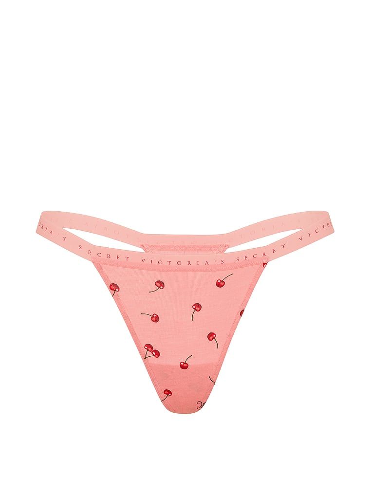 Stringi bawełniane Stretch Cotton. Produkt ma kolor wzorzysty i pochodzi z kolekcji Victoria's Secret. 