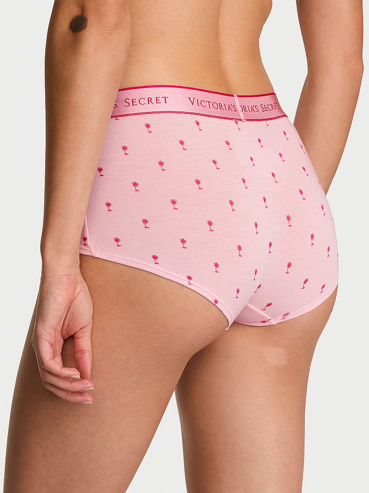 Majtki bawełniane szorty z logo w talii Boyshort. Produkt jest wzorzysty i pochodzi z kolekcji Cotton. 