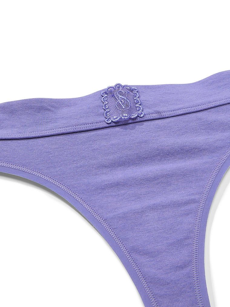 Cotton Stringi bawełniane z naszytym koronkowym logo