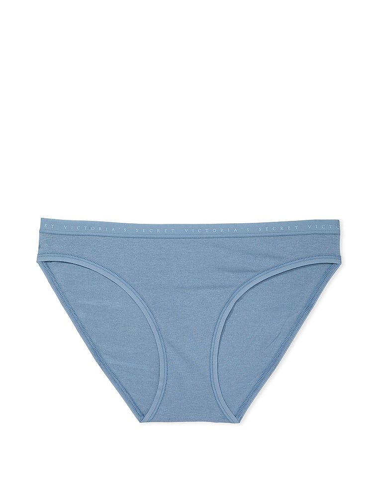 Majtki bawełniane Stretch Cotton Bikini. Produkt ma kolor niebieski i pochodzi z kolekcji Victoria's Secret. 