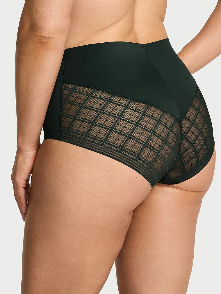 Majtki z siateczką w kratkę z tyłu No-Show Plaid Mesh Brief. Produkt ma kolor zielony i pochodzi z kolekcji No-Show. 