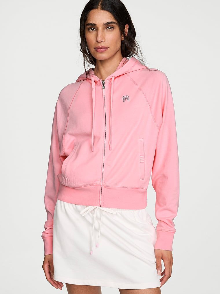 Angel Essentials Bluza bawełniana z suwakiem i kapturem Terry Hoodie