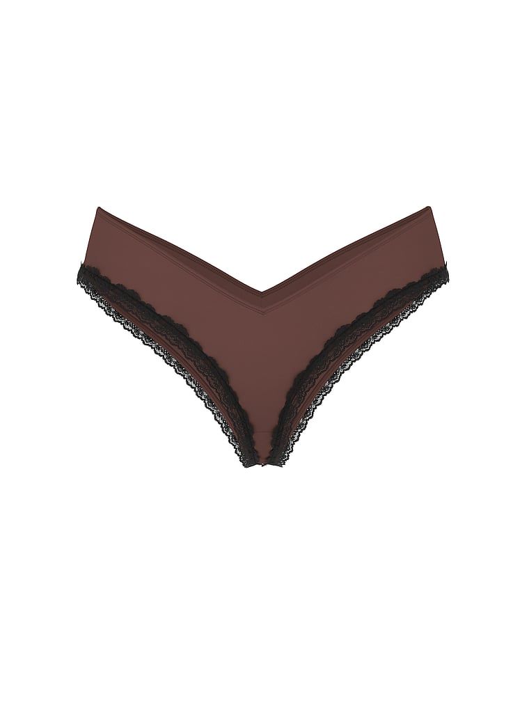 Majtki z koronką na krawędziach i wysoko wyciętymi nogawkami Lace-Trim Cheeky. Produkt ma kolor brązowy i pochodzi z kolekcji Very Sexy. 