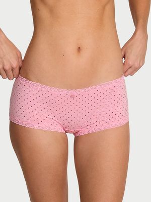 Lace Trim Majtki bawełniane szorty z koronką na krawędziach Lace-Trim Boyshort