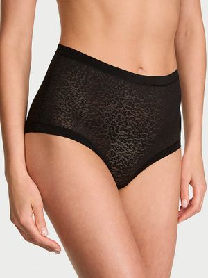 No-Show Majtki z wysokim stanem z koronki w panterkę No-Show Leopard Brief