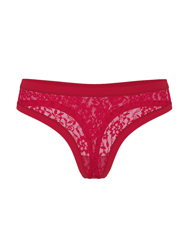 Stringi koronkowe No-Show Lace. Produkt ma kolor czerwony i pochodzi z kolekcji No-Show. 