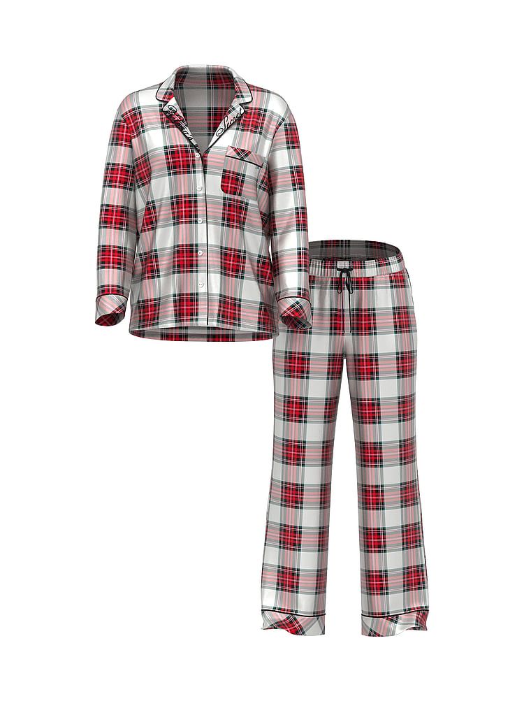 Flanelowa piżama z długimi spodniami. Produkt jest wzorzysty i pochodzi z kolekcji Body by Victoria. 