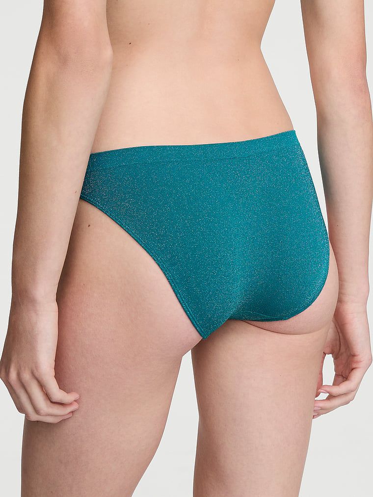 Majtki z błyszczącego materiału Shimmer Bikini. Produkt ma kolor niebieski i pochodzi z kolekcji Seamless. 