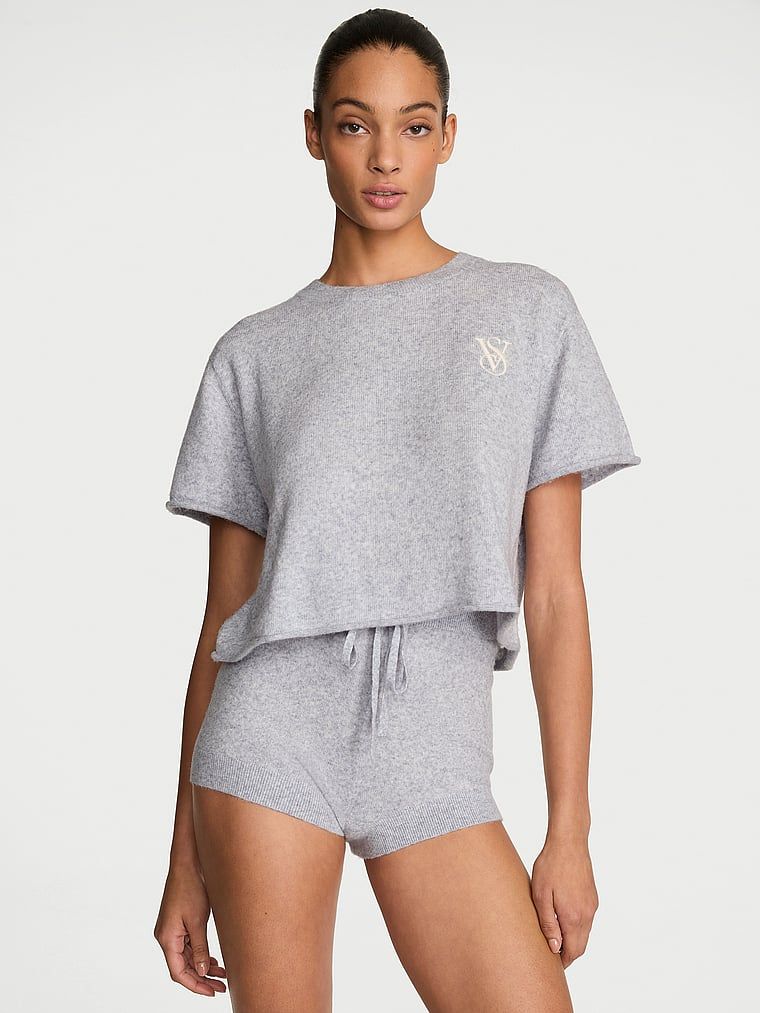 Victoria's Secret Zestaw z dzianiny do spania - top i szorty Luxe Knit