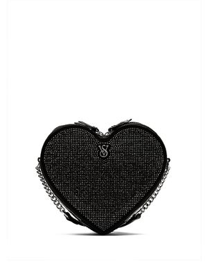 Black Rhinestone Torebka crossbody w kształcie serca