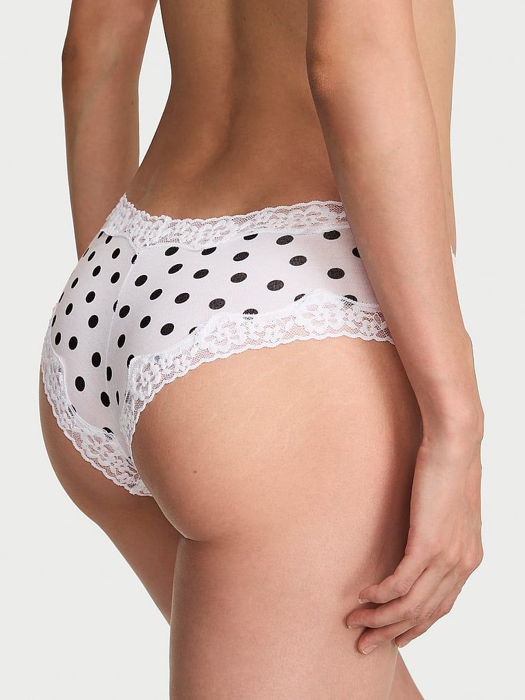 Majtki bawełniane z koronką na krawędziach Lace-Waist Cheeky. Produkt jest wzorzysty i pochodzi z kolekcji Lace Trim. 