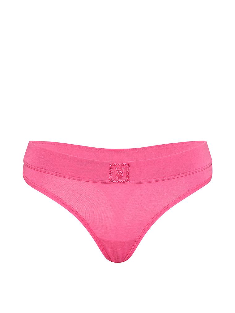Cotton Stringi bawełniane z naszytym koronkowym logo