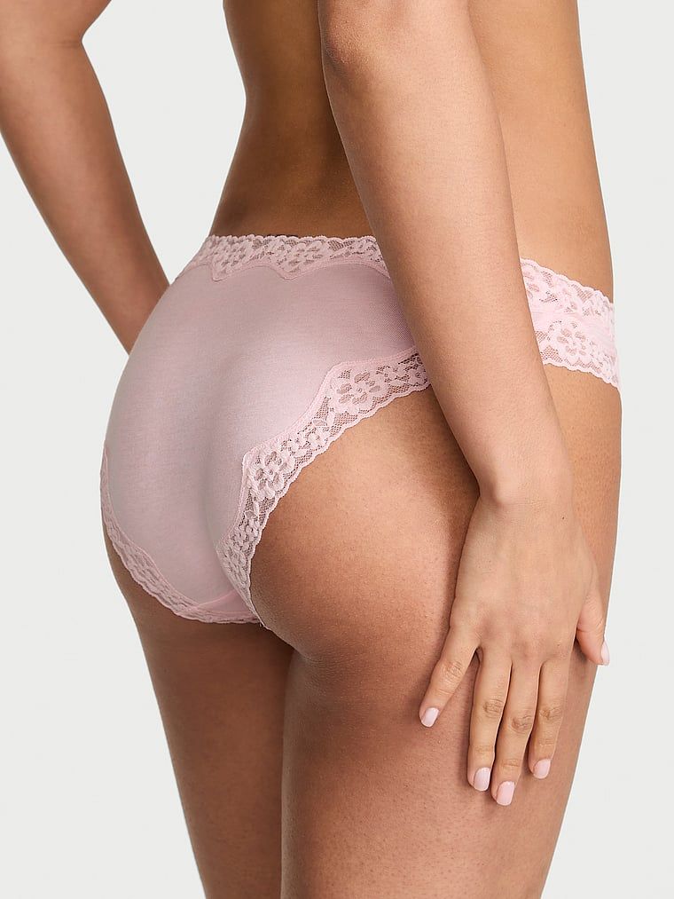 Majtki bawełniane z koronką Lace-Trim Bikini. Produkt ma kolor różowy i pochodzi z kolekcji Lace Trim. 