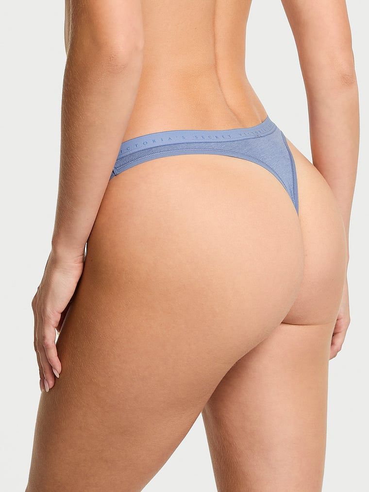 Stringi bawełniane High-Leg Scoop. Produkt ma kolor niebieski i pochodzi z kolekcji Victoria's Secret. 