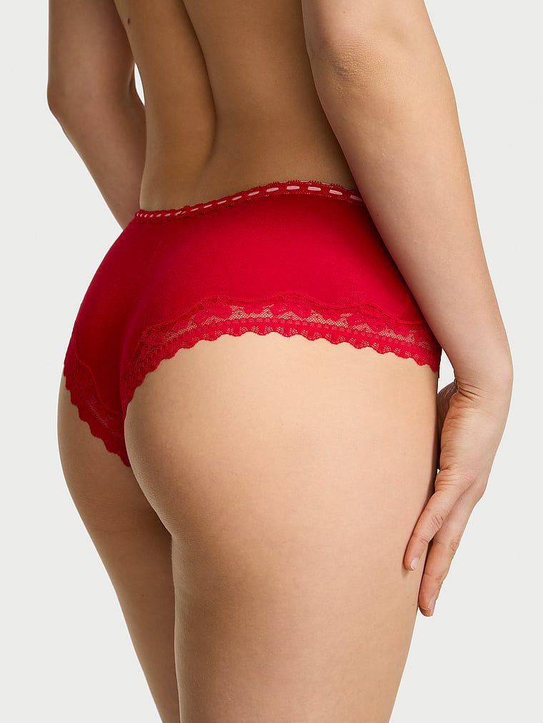 Majtki bawełniane Bow Lace-Trim Cheeky. Produkt ma kolor czerwony i pochodzi z kolekcji Lace Trim. 
