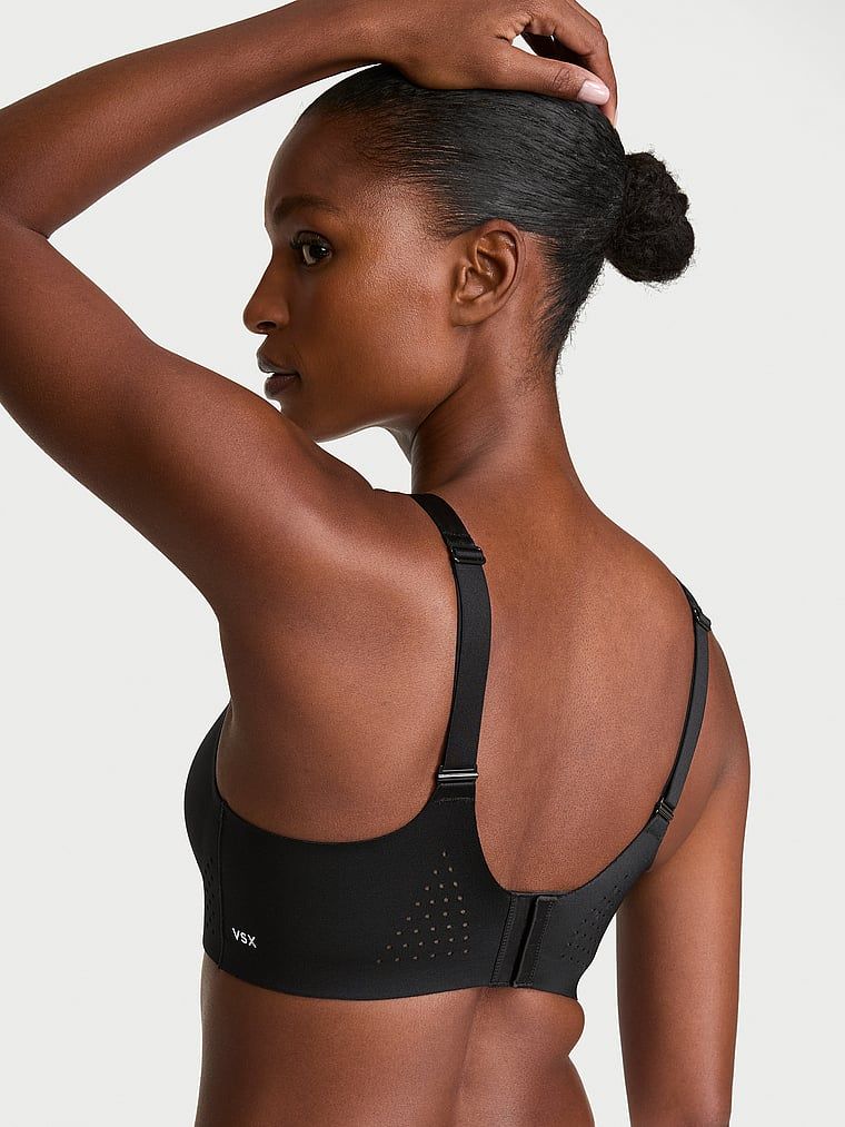 Biustonosz sportowy z maksymalnym podtrzymaniem VSX Featherweight Max GlossyTech. Produkt ma kolor czarny i pochodzi z kolekcji VSX. 