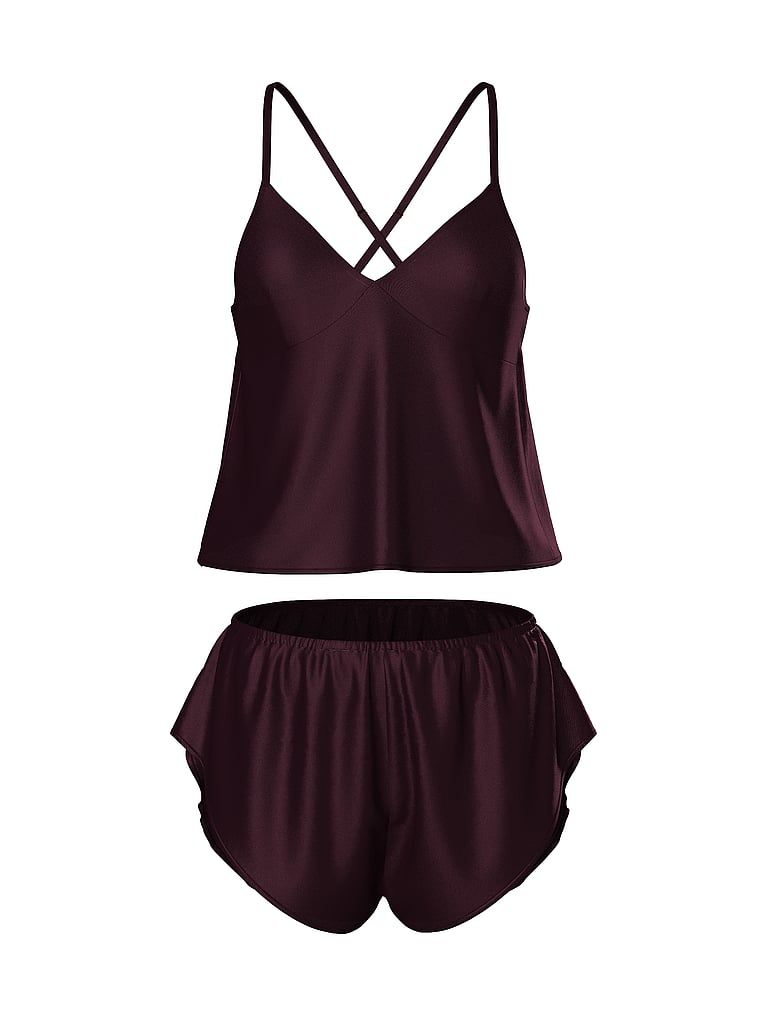 Satynowy zestaw do spania Cami Set. Produkt ma kolor purpurowy i pochodzi z kolekcji Victoria's Secret. 