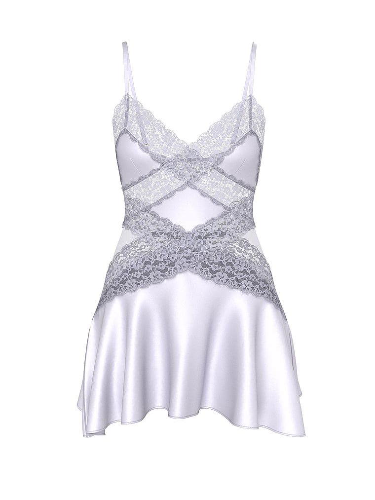 Dream Angels Koszulka nocna satynowa z koronką Lace and Satin Flounce Slip