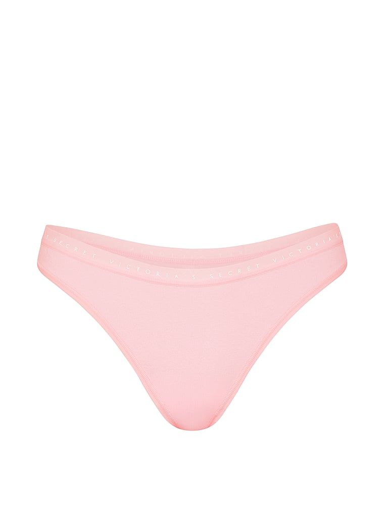 Stringi bawełniane High-Leg Scoop. Produkt ma kolor różowy i pochodzi z kolekcji Victoria's Secret. 