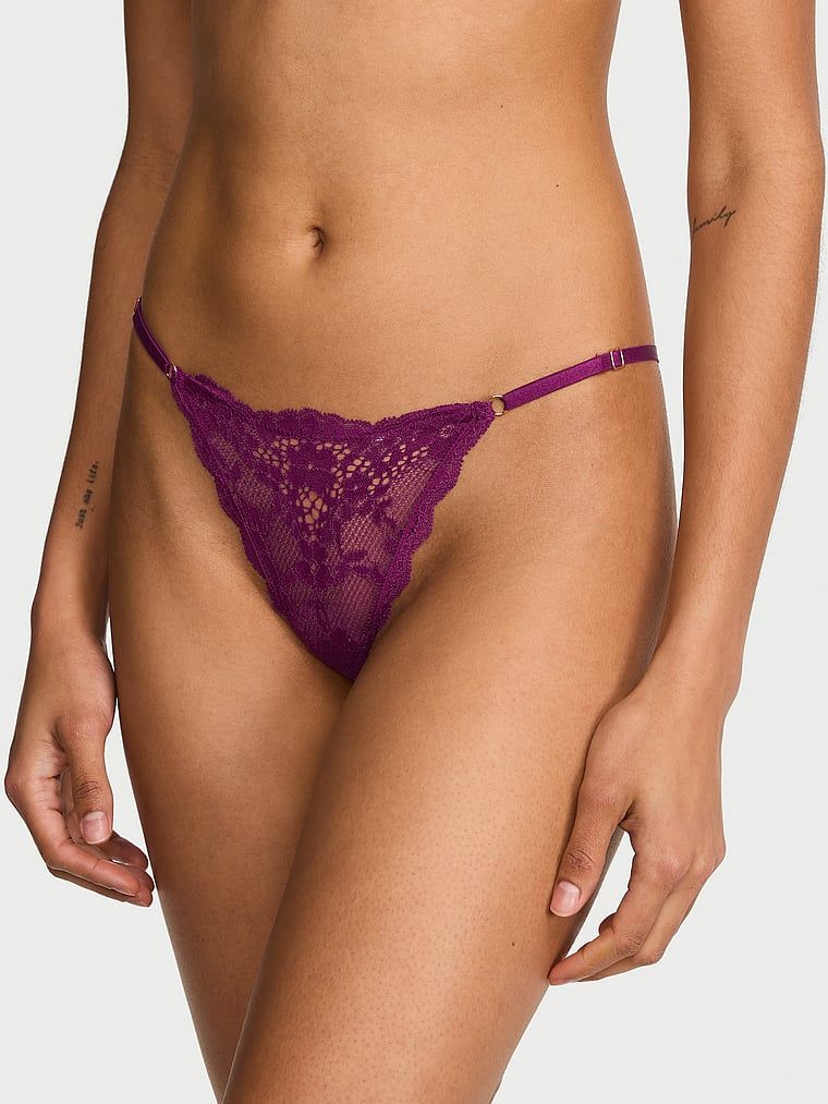 Dream Angels Stringi koronkowe z regulowanymi paskami Lace V-String
