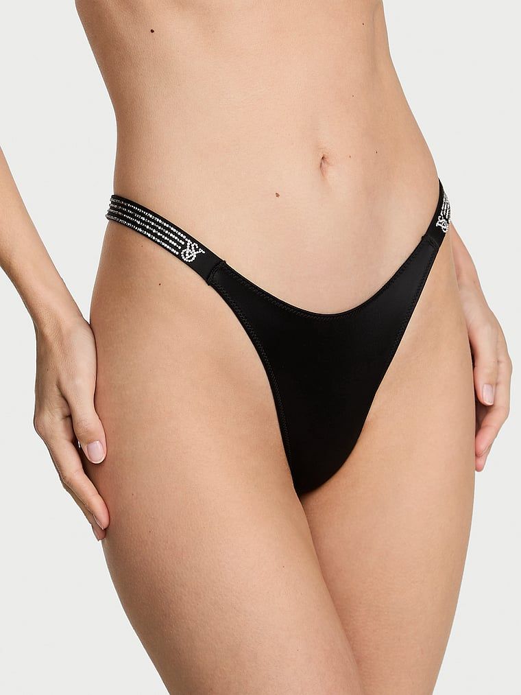 Very Sexy Stringi z błyszczącymi paskami Stripe Shine