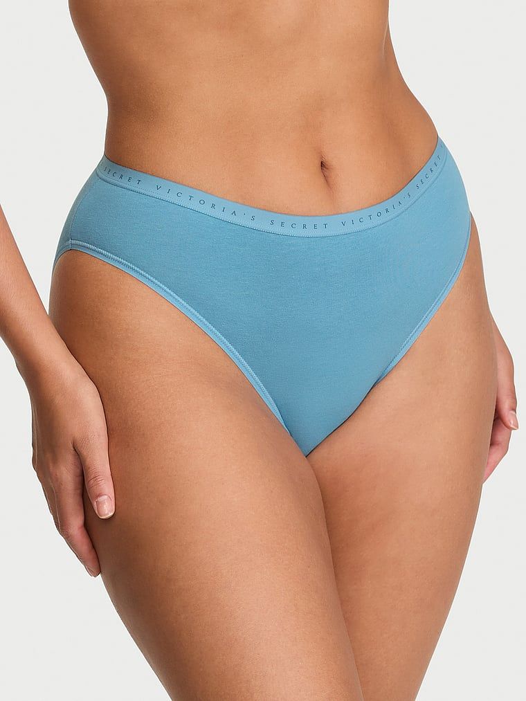 Victoria's Secret Majtki bawełniane figi z wysoko wyciętymi nogawkami High-Leg Brief