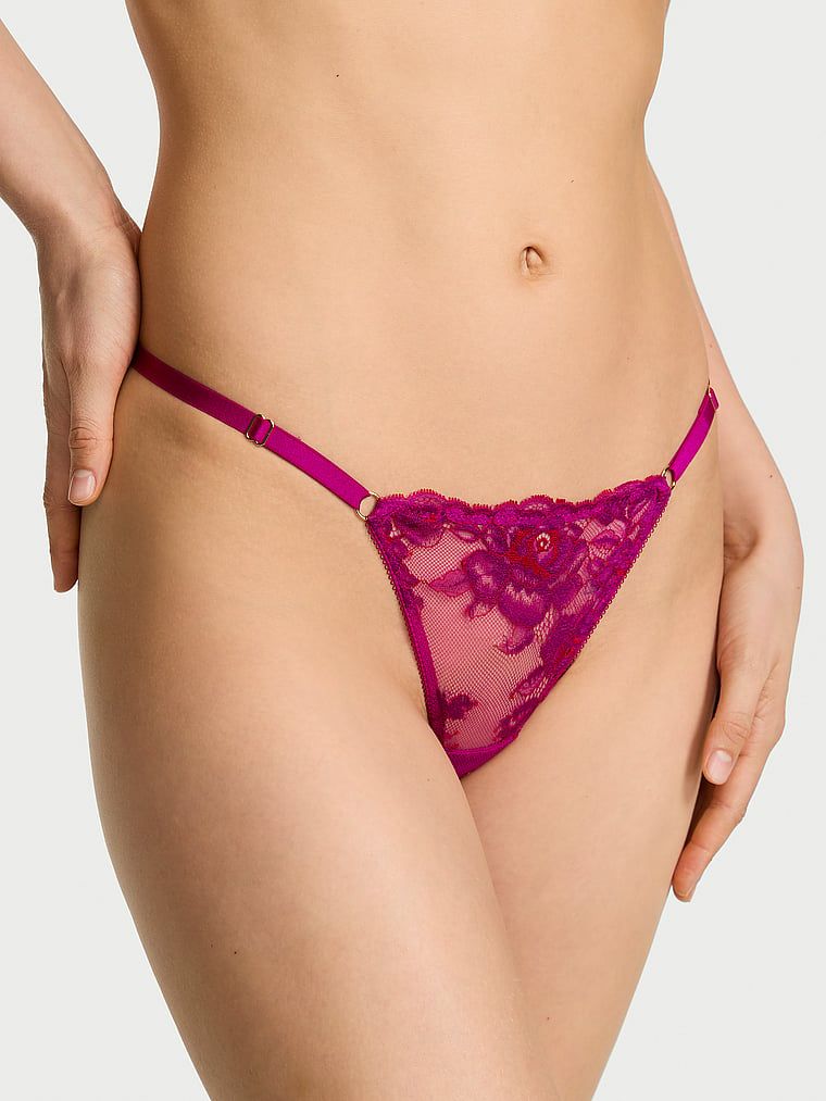 Stringi koronkowe z regulowanymi paskami Rose Lace V-String. Produkt jest wielokolorowy i pochodzi z kolekcji Very Sexy. 