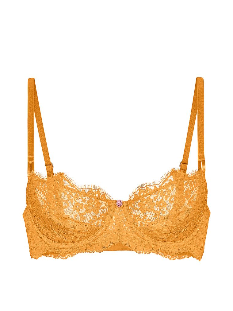 Biustonosz nieusztywniany balkonetka Wicked Lace Balconette. Produkt ma kolor pomarańczowy i pochodzi z kolekcji Dream Angels. 