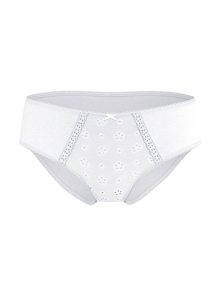 Majtki bawełniane Eyelet Hiphugger. Produkt ma kolor biały i pochodzi z kolekcji Victoria's Secret. 