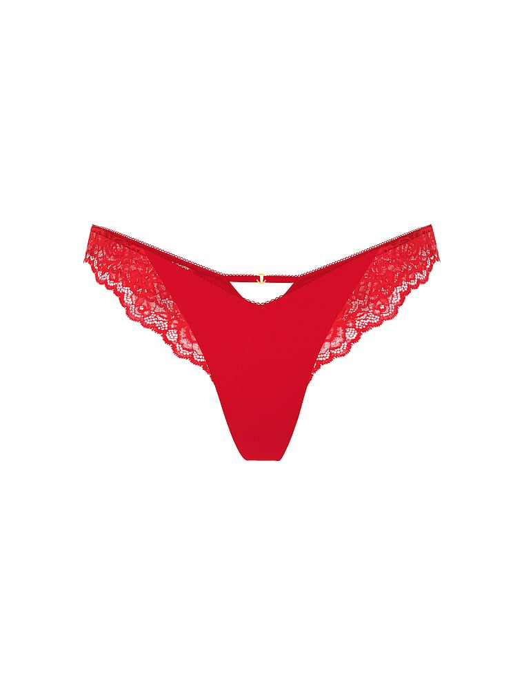 Stringi z koronką i wysoko wyciętymi nogawkami Lace-Trim High-Leg. Produkt ma kolor czerwony i pochodzi z kolekcji Very Sexy. 