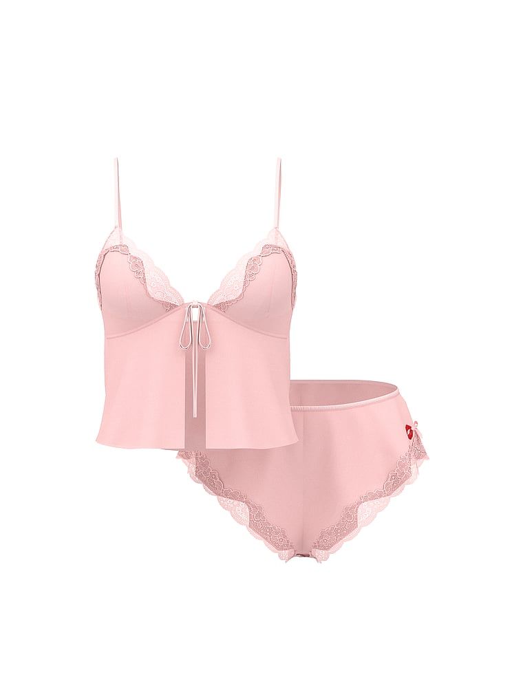 Victoria's Secret Zestaw satynowy do spania - top i szorty Tease