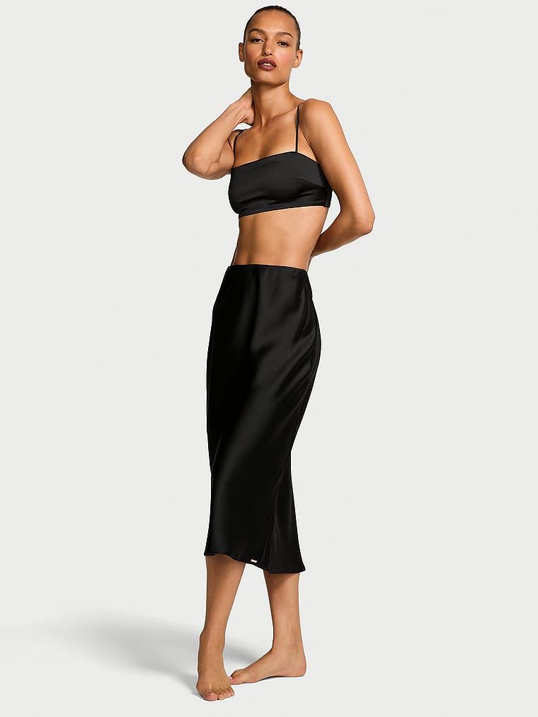 Victoria's Secret Zestaw satynowy - top na ramiączkach i spódnica midi
