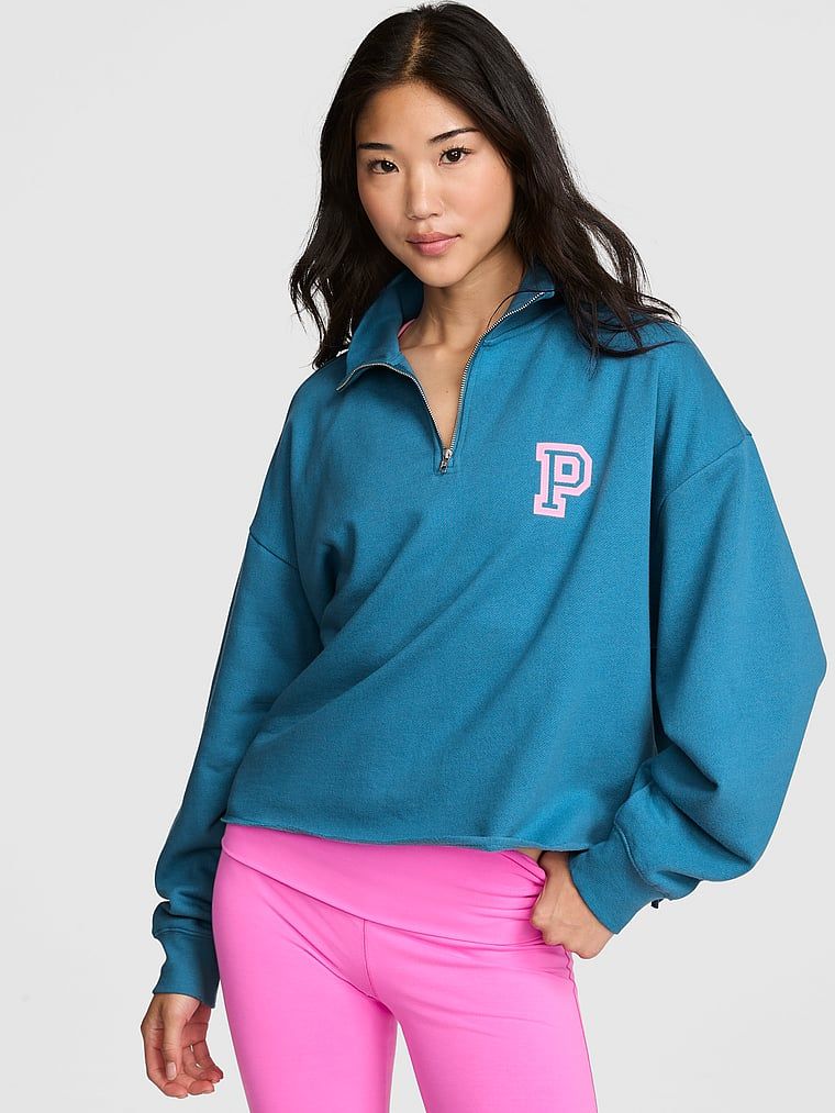 Bluza o prostym kroju z krótkim zamkiem Campus Fleece