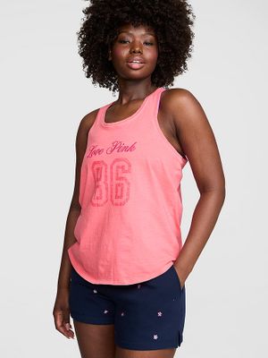 PINK Top na ramiączkach Campus Cotton
