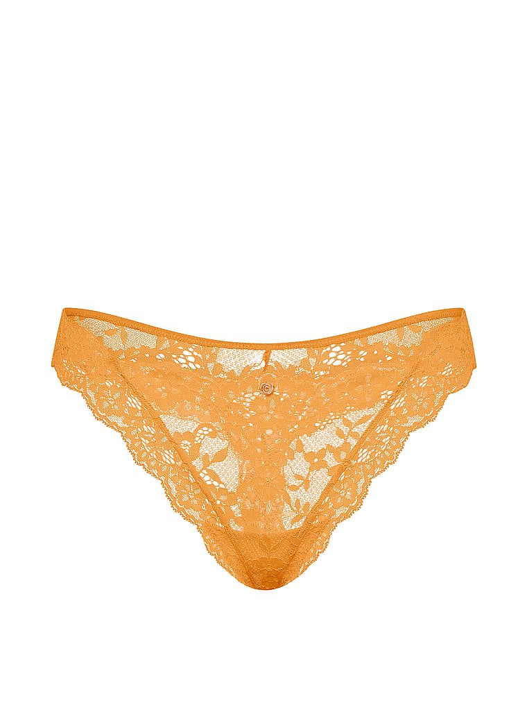 Stringi koronkowe Lace. Produkt ma kolor pomarańczowy i pochodzi z kolekcji Dream Angels. 