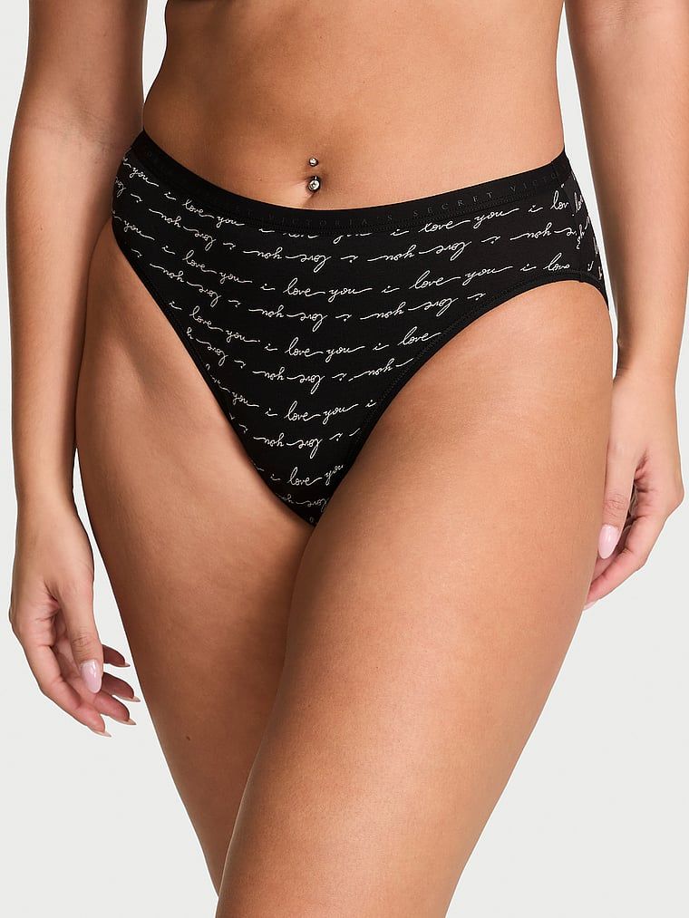 Victoria's Secret Majtki bawełniane figi z wysoko wyciętymi nogawkami High-Leg Brief