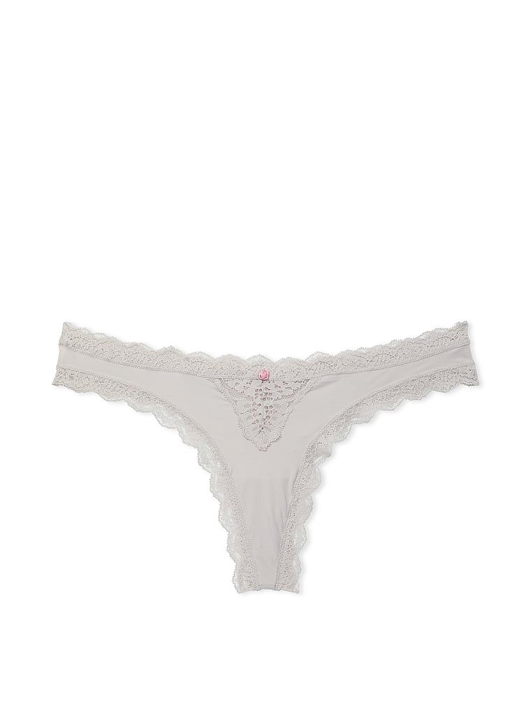 Stringi z koronką Lace Trim. Produkt ma kolor szary i pochodzi z kolekcji Dream Angels. 