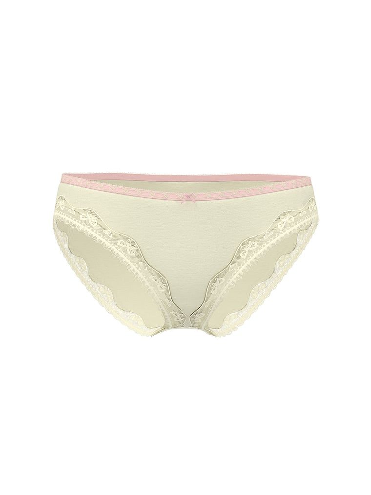 Majtki bawełniane Bow Lace-Trim Bikini. Produkt ma kolor zielony i pochodzi z kolekcji Lace Trim. 