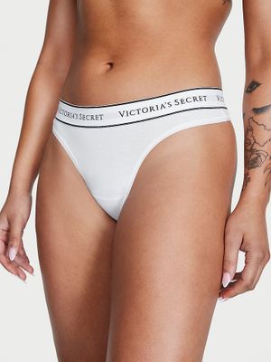 Cotton Stringi bawełniane z logo w talii