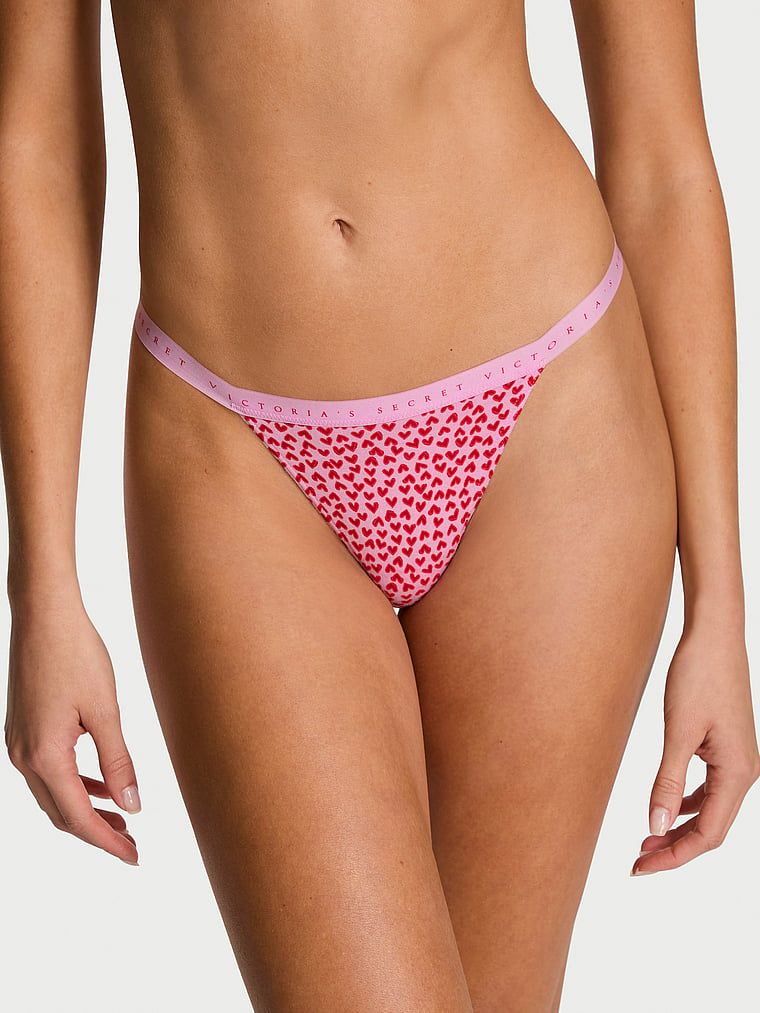 Stringi bawełniane Stretch Cotton. Produkt jest wzorzysty i pochodzi z kolekcji Victoria's Secret. 