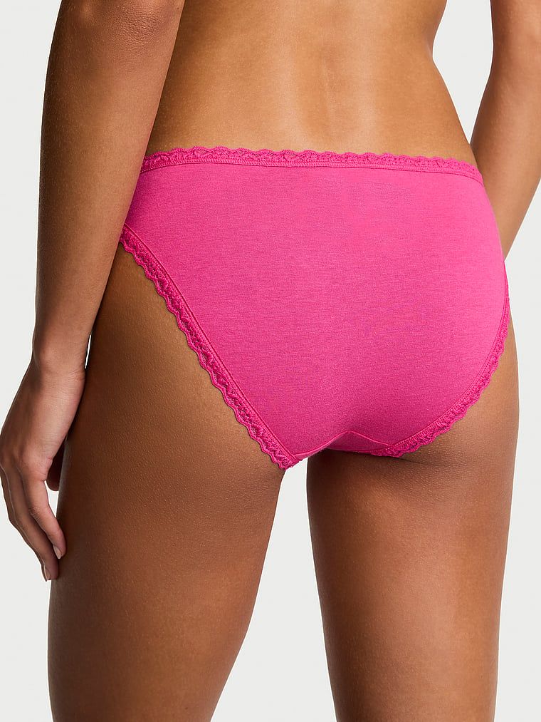 Majtki bawełniane z koronką Lace-Trim Bikini. Produkt ma kolor różowy i pochodzi z kolekcji Lace Trim. 