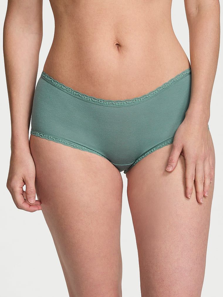 Lace Trim Majtki bawełniane szorty z koronką na krawędziach Lace-Trim Boyshort