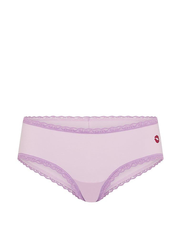 Majtki bawełniane z koronką na krawędziach Lace-Waist Cheeky. Produkt ma kolor fioletowy i pochodzi z kolekcji Lace Trim. 